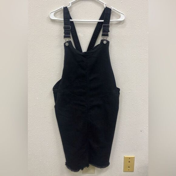 Black Label Black Denim Overalls Dress large - Picture 1 of 3